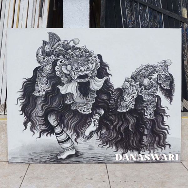Balinese Barong painting is a traditional form of art originating from Bali, Indonesia, and is deeply rooted in the island’s rich cultural and spiritual heritage. The Barong itself is a mythical creature that symbolizes good and is often depicted in Balinese art and performances. Balinese Barong Painting-DSW4-1318