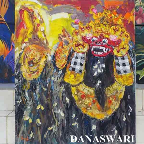 "Barong Painting captures the vibrant essence of Balinese culture, depicting the mythical creature Barong as a symbol of protection and harmony. With intricate details and bold colors, this artwork reflects the spiritual and artistic heritage of Bali, where tradition and creativity come together in every brushstroke Barong Painting-DSW4-1308