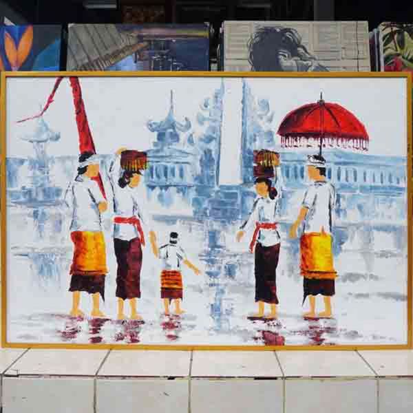 Balinese painting is a vibrant and expressive art form that originates from Bali, Indonesia. It often reflects the rich cultural heritage and spiritual beliefs of the Balinese people. Typically characterized by intricate details, bright colors, and themes that depict mythology, nature, and daily life, these paintings often serve as a means of storytelling.
In Balinese art, the influence of Hindu mythology is prominent, showcasing gods, goddesses, and various mythical creatures. The use of traditional techniques and natural pigments gives each piece a unique texture and depth. Balinese paintings not only serve as decorative art but also play a significant role in religious and cultural rituals, making them an integral part of the island's identity.
Overall, Balinese painting is a celebration of life, spirituality, and the beauty of the natural world, inviting viewers to explore the deep connections between art, culture, and community. Balinese Painting-DSW4-1311