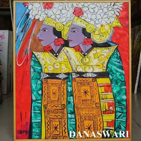 Balinese Girl Painting: A mesmerizing depiction of the grace and beauty of Balinese culture, embodied through the portrait of a Balinese girl. This artwork highlights her serene expression, traditional attire, and intricate details, reflecting the island's rich heritage and timeless charm. Balinese Girl Painting-DSW4-1313