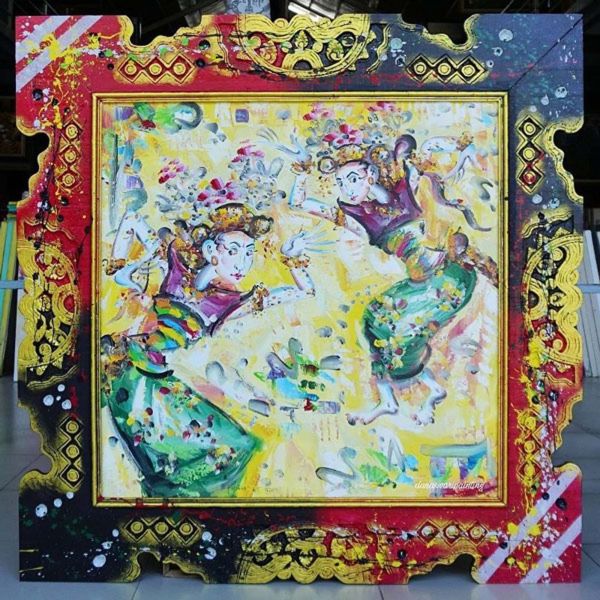 This Balinese Dancer Figure Painting is a stunning portrayal of grace, elegance, and movement. Expertly hand-painted, this exquisite artwork captures the intricate details of a traditional Balinese dancer, adorned in vibrant colors and adorned with traditional attire. Each brushstroke brings to life the ethereal beauty of the dancer's delicate movements. Whether displayed as a centerpiece in your living room or as an eye-catching addition to your art collection, this Balinese Dancer Figure Painting is sure to add a touch of exotic allure to any space. Embrace the beauty of Bali and bring the joy of dance into your home with this mesmerizing artwork. Balinese Dancer Figure Painting-DSW4-1199