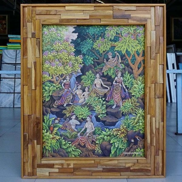 Introducing our exquisite Balinese Painting (RajaPala). This captivating art piece showcases the true craftsmanship of Balinese artists, known for their impeccable skill and attention to detail. With vibrant hues and intricate brushstrokes, this painting brings to life the essence of Balinese culture and tradition. The RajaPala motif adds a touch of regality to the artwork, depicting the noble figures of Balinese folklore. Balinese Painting (RajaPala)-DSW4-1201