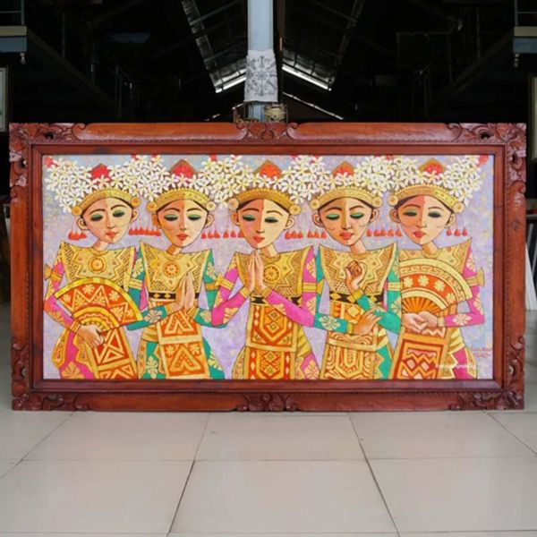 Our stunning Balinese Girl Figure Painting, a captivating artwork that beautifully captures the essence and beauty of Balinese culture. Skillfully hand-painted by talented artisans, this exquisite piece showcases a Balinese girl in traditional attire, her delicate features and graceful stance brought to life with vibrant colors and intricate detailing. This unique painting would make a striking addition to any art collection or a thoughtful gift for those who admire the rich heritage and artistry of Bali. Balinese Girl Figure Painting-DSW4-1203