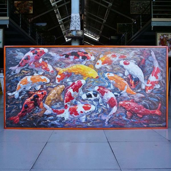 Add a serene touch of calmness and beauty to your space with this enchanting Koi Painting. Handcrafted with meticulous attention to detail, this captivating artwork brings the elegance of nature indoors. The vibrant hues and graceful brushstrokes effortlessly depict the mesmerizing movements of the koi fish, creating a sense of tranquility and harmony. Whether displayed in your living room, bedroom, or office, this stunning piece will be a focal point that captures the essence of serenity. Elevate your home decor with this original Koi Painting and immerse yourself in the serene world of these majestic creatures. Koi Painting-DSW4-1207