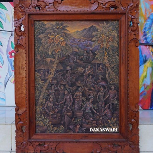 Introducing our exquisite Traditional Market Painting! This stunning artwork captures the vibrant essence of a bustling marketplace in timeless brushstrokes. Every intricate detail, from the lively sellers to the colorful array of produce, is impeccably rendered, evoking a sense of nostalgia and cultural richness. The artist's masterful use of muted earth tones and delicate brushwork bring this traditional scene to life, commanding attention and inspiring appreciation for the beauty of daily life. Whether displayed in a home or office, our Traditional Market Painting exudes an undeniable charm and serves as a captivating conversation piece. Add a touch of classic elegance to your space and embrace the essence of tradition with this remarkable painting. Traditional Market Painting-DSW4-1238