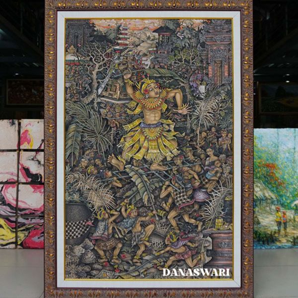 Introducing our captivating Ogoh Ogoh Painting! Handcrafted by skilled artisans, this stunning piece showcases the intricate beauty of Balinese culture. With vibrant colors and meticulous details, this artwork truly captures the essence of traditional festivals. Hang it in your living room or bedroom to infuse your space with a touch of Indonesian charm. Whether you're an art collector or simply appreciate the cultural significance, our Ogoh Ogoh Painting is a masterpiece that will surely captivate all who lay eyes on it. Add a slice of Balinese festivities to your home decor with this remarkable painting today! Ogoh Ogoh Painting-DSW4-1241