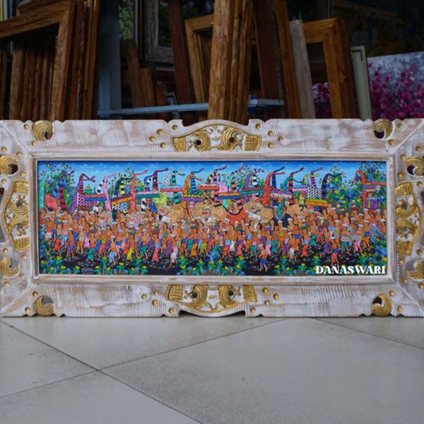 Immerse yourself in the captivating beauty of traditional Balinese art with this stunning Balinese painting. Handcrafted by skilled artisans in Bali, this exquisite piece showcases intricate details and vibrant colors that will add a touch of elegance to any space. Whether displayed in your living room, bedroom, or office, this Balinese painting is sure to make a statement and spark conversations. Bring a piece of Balinese culture into your home and let this mesmerizing artwork transport you to the enchanting island of Bali. Balinese Painting-DSW4-1245