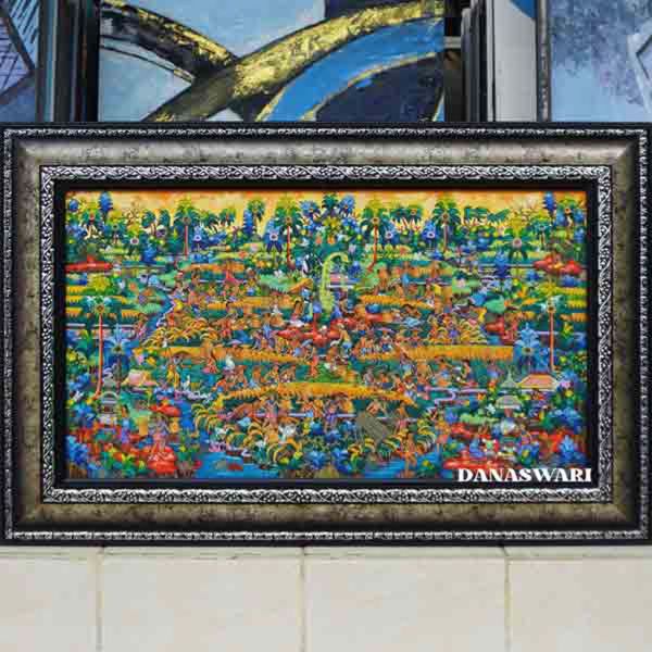 Immerse yourself in the rich culture and intricate artistry of Bali with this stunning Balinese Traditional Painting. Handcrafted by skilled artisans using time-honored techniques, this exquisite piece depicts the beauty and spirituality of Balinese traditions. Bring a touch of elegance and tradition into your home with this one-of-a-kind painting that will be sure to captivate and inspire all who behold it. Add a piece of Balinese heritage to your collection or give a unique and meaningful gift to someone special. Balinese Traditional painting-DSW4-1264