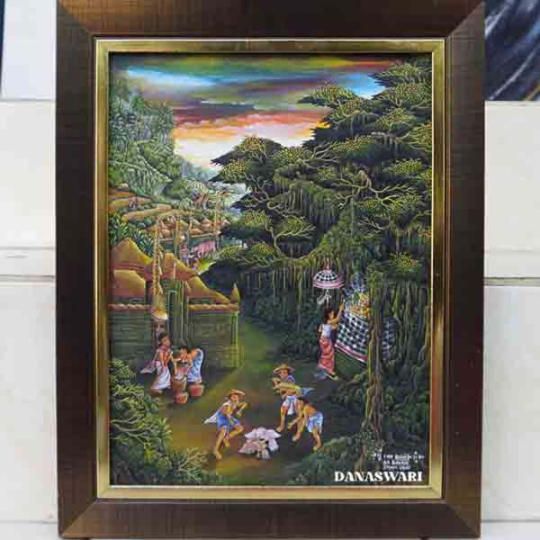 Immerse yourself in the vibrant world of Balinese culture with this exquisite Balinese Village Painting. Transport yourself to the lush landscapes and bustling villages of Bali with this hand-painted masterpiece. The intricate details and rich colors capture the essence of Balinese life, making it a stunning addition to any home decor. Bring a touch of exotic elegance into your space with this Balinese Village Painting, a true work of art that will enchant all who behold it. Balinese Village Painting-DSW4-1267
