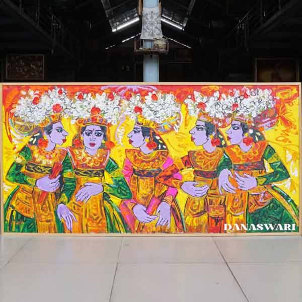 Legong dance is one of Bali’s classical dances, graceful and expressive. A Legong painting reflects the richness of Balinese performing arts passed down through generations. Legong Painting-DSW4-1343