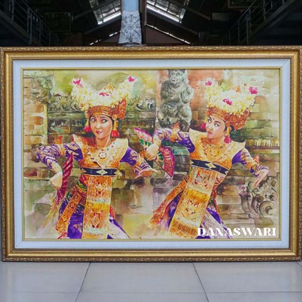 The painting of two Balinese dancers captures the grace and elegance of traditional dance, a heritage passed down through generations. The delicate hand movements, expressive facial gestures, and intricate costumes reflect the richness of Balinese culture and spirituality. This painting is not just a visual representation of beauty but also a symbol of dedication, discipline, and a profound love for tradition. Bali Symphony Painting-DSW4-1327