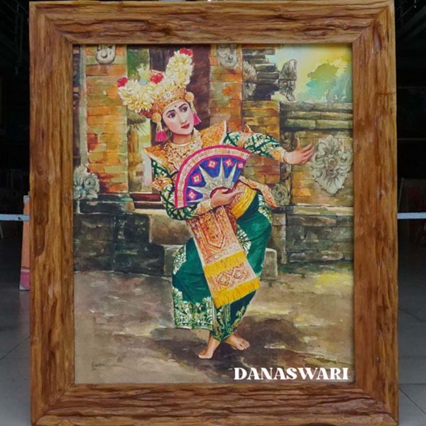 This painting captures the elegance and spiritual depth of a Balinese dancer as she performs a traditional dance. Each movement—whether it’s the positioning of her fingers, the motion of her eyes, or the flow of her body symbolizes the harmony between humans and nature, as well as reverence for ancestral traditions. Goddess in Motion Painting-DSW4-1331