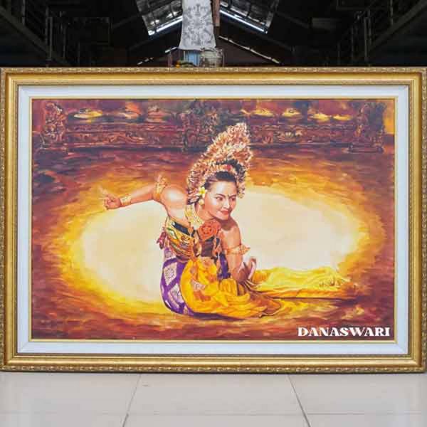 A painting of a Balinese dancer in motion captures the elegance and cultural richness passed down through generations. Every movement, from the fingertips to facial expressions, reflects the philosophy of life, spirituality, and profound artistic beauty. With traditional attire and graceful gestures, the dancer symbolizes deep respect for tradition and the magnificence of Balinese dance. Dancer Painting-DSW4-1345