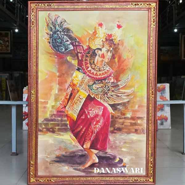 Goddess in Motion Painting is a work that combines beauty and power in the expression of a Balinese female dancer. With sharp and meaningful facial expressions, this dancer depicts the sacred energy of a goddess present in the dance. Created using the Acrylic on Canvas technique, the strong colors and strokes provide depth and contrast, creating a perfect blend of tradition, elegance, and the timeless spirit of Bali. Goddess in Motion Painting-DSW4-1350