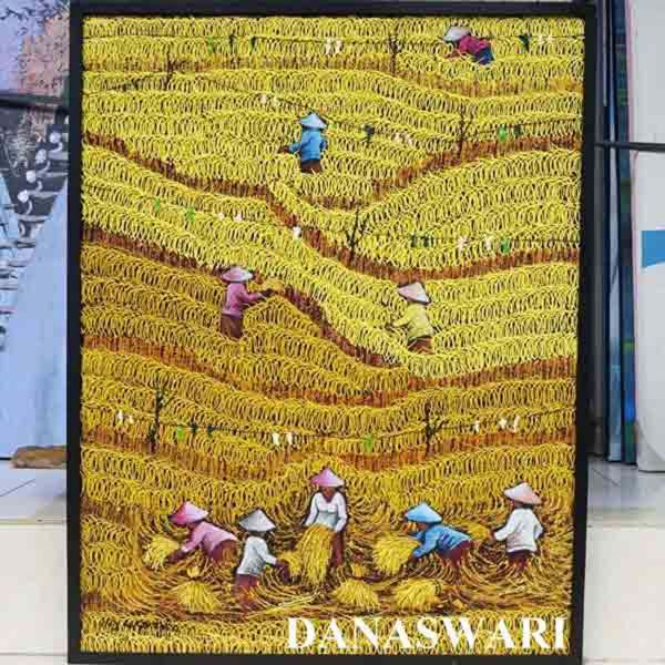 A vibrant depiction of the harvest season, capturing the beauty of golden fields, hardworking farmers, and the abundance of nature. This painting reflects the essence of gratitude and the cycle of life Harvest Painting-DSW18-0188